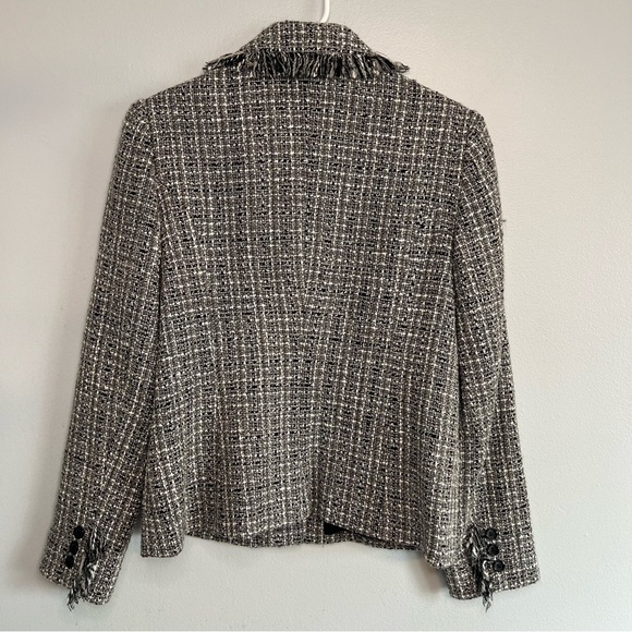 Apostrophe Womens Wool Blend Tweed Blazer Lined Petite Sz S 8P Black White Gray - Picture 10 of 11